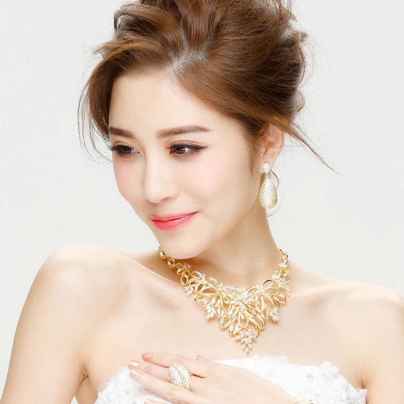 

Superior Quality Luxury Women Cubic zirconia stone Wedding Deluxe Channel setting Flower design Fashion Jewelry Choker Necklace