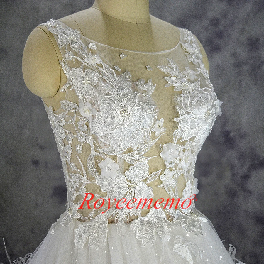 Роскошное свадебное платье с перьями, сексуальное прозрачное свадебное платье с верхом, сделанное на заказ, бальное платье, юбка с цветами и перьями