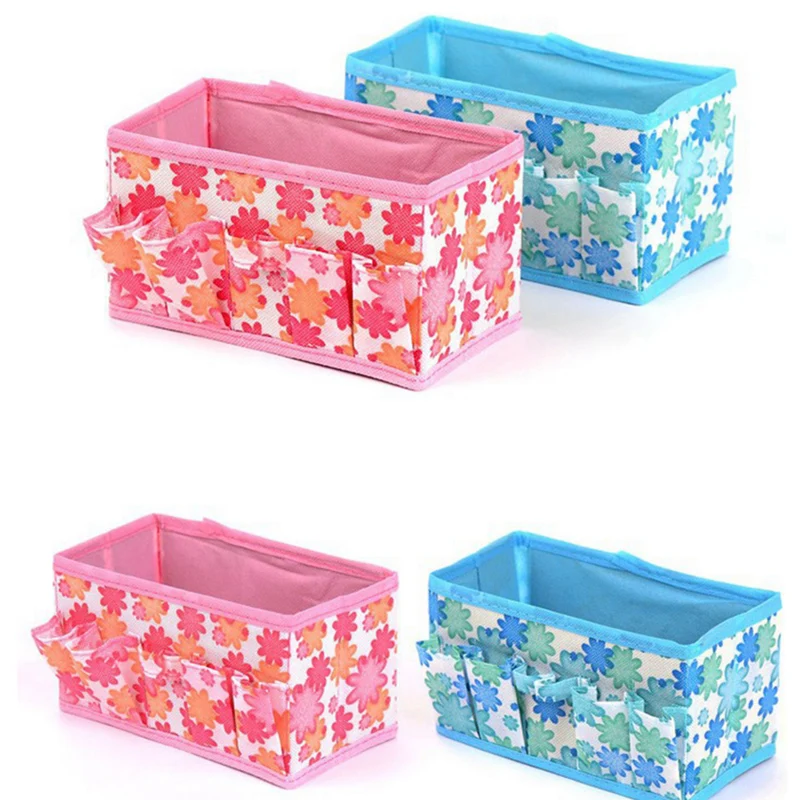 

Multifunctional Folding Non Woven Make Up Desktop Cosmetic Organizer Storage Box Wardrobe Drawer Organizer for Scarfs Socks
