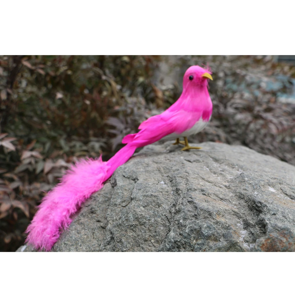 MagiDeal Handmade Colorful Artificial Feathered Bird Decorative Ornaments Table Top Shelf Display Home Decoration Craft