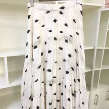 FOMOLAYIME летние юбки Европейский дизайнер Высокая мода точка плиссированные юбки для женщин