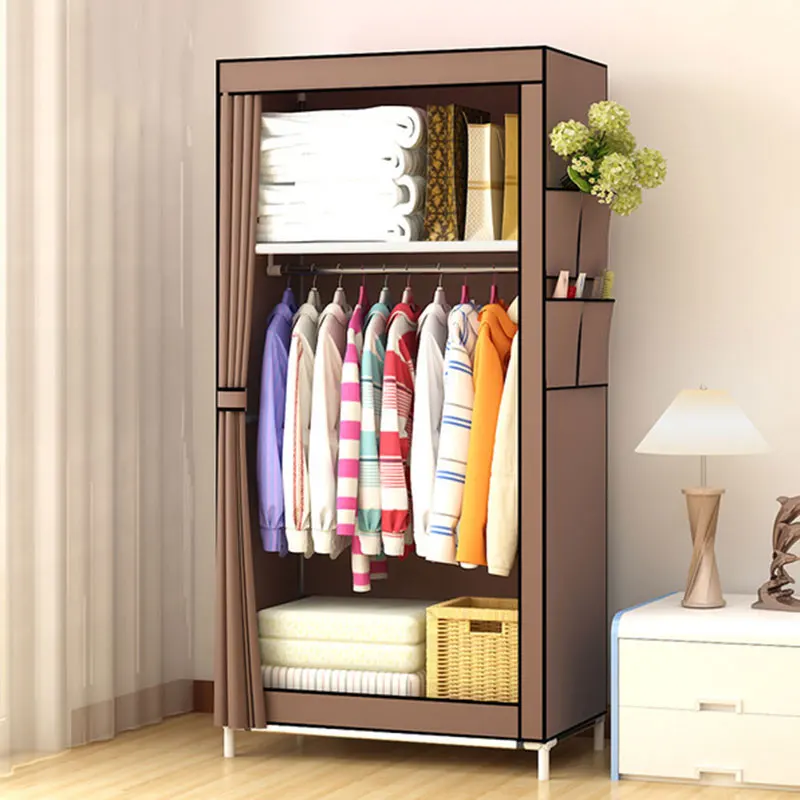 

Simple Single Wardrobe Student Young Dormitory Bedroom Cloth Wardrobe Modern Economy Space Save Assembly Closet Folding Cabinet