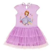 Платье принцессы «Дисней София»; летнее платье с короткими рукавами для девочек; объемное кружевное платье с вышивкой; платье для выпускного вечера с героями мультфильмов