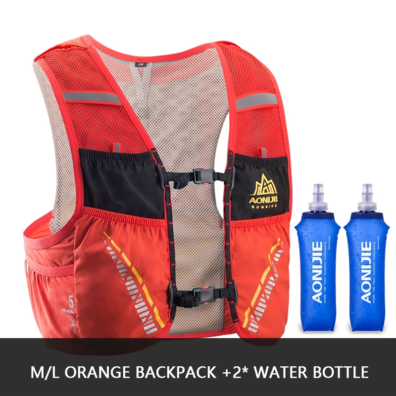 AONIJIE 5L гидратационный рюкзак, сумка, жилет, марафон, Велоспорт, скалолазание, водный рюкзак, жгут, водный Пузырь, бег, гонки - Цвет: ML Orange 2 Bottle
