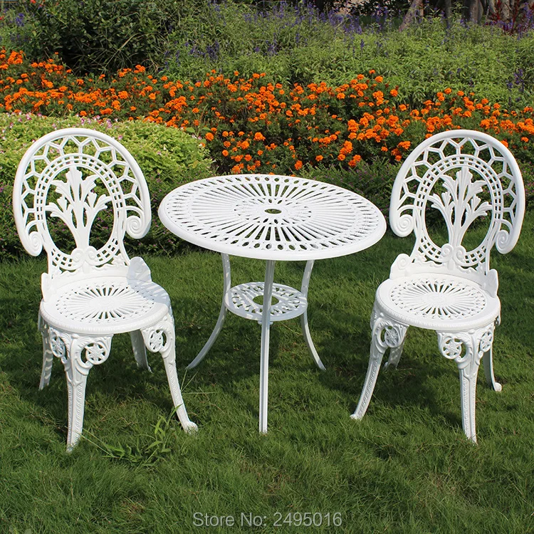 Литой алюминиевый садовый набор- стол и 2 стула-горячие продажи