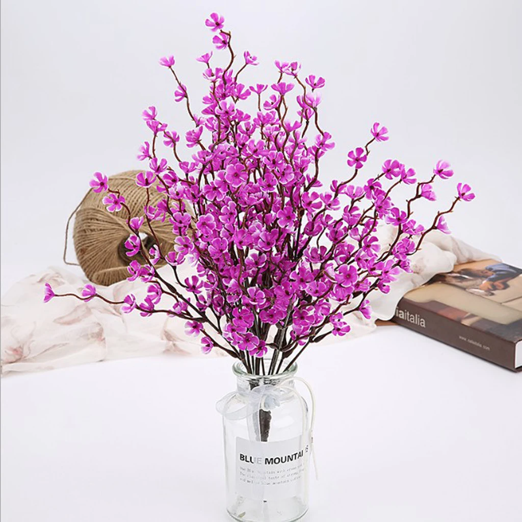 37cm Artificial Flower Spring Plum Blossom Branch Flower Bouquets Flower Bud for Wedding Party Decor Home Room Ornament