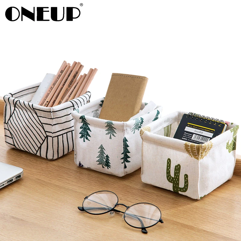 

ONEUP Desktop Storage Basket Foldable Storage Bin Closet Toy Sundries Box Container Organizer Fabric Basket Home Storage Bags
