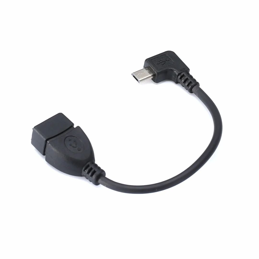 13cm Right Angle USB A Female to Micro B Male Converter OTG Adapter Cable Black for Samsung LG Xiaomi Android Phone