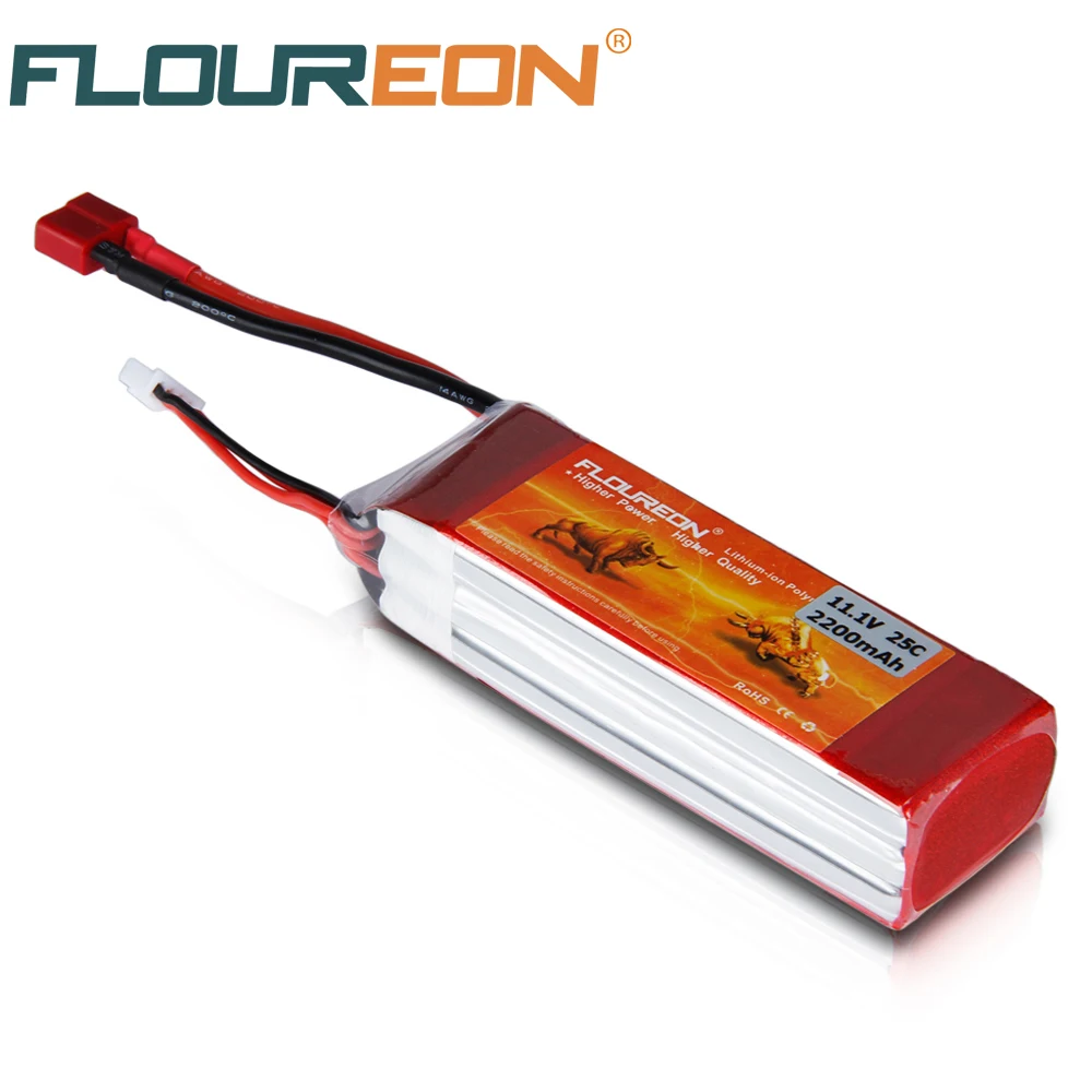 

FLOUREON 3S Lipo Battery 11.1V 2200mAh 25C Deans T Plug for RC Helicopter Airplane RC Hobby DIY Parts Red