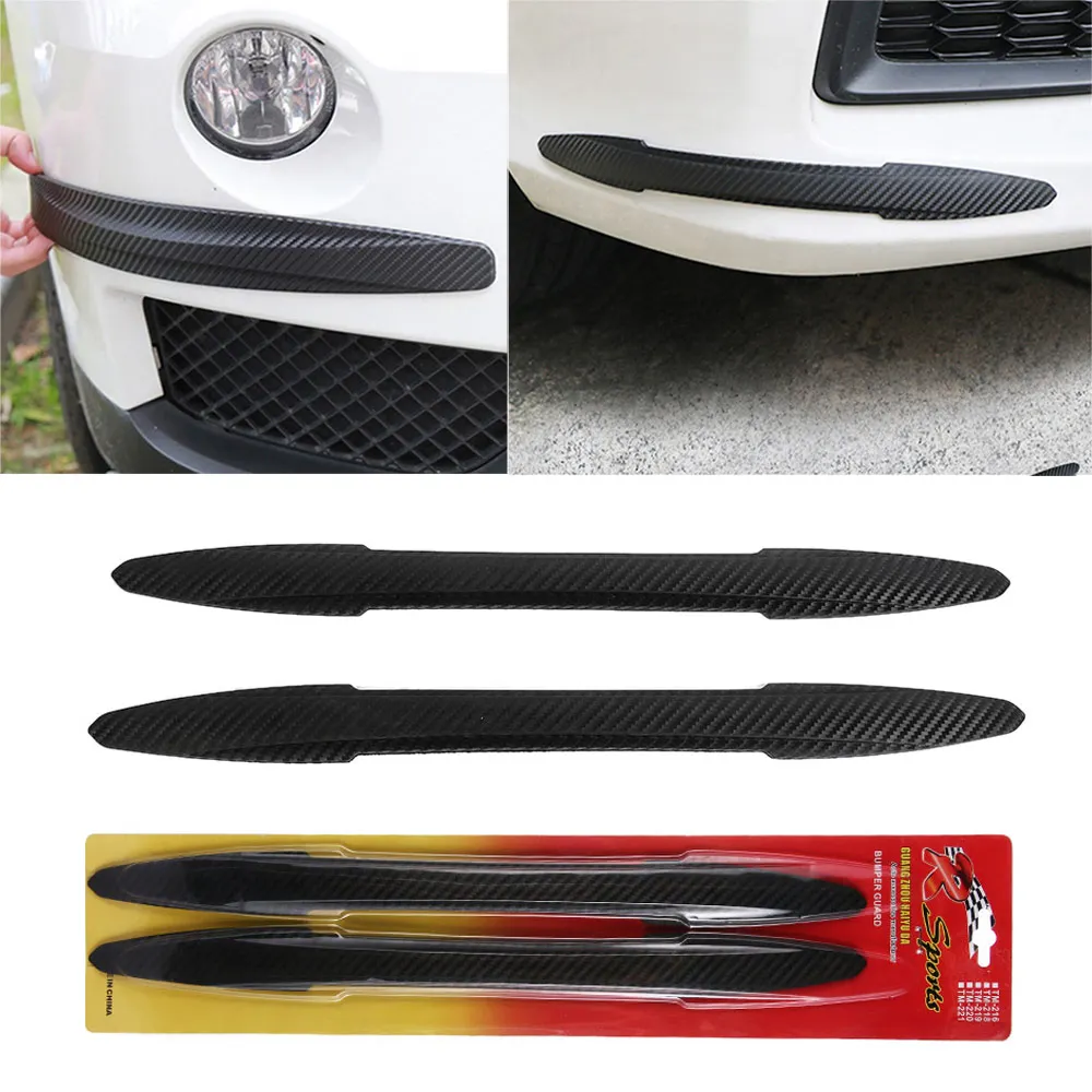 

2Pcs Car Auto Rubber Front Rear Bumper Edge Guard Protector Scratch Sticker Strips Black Front Rear Scratch Guard Protection