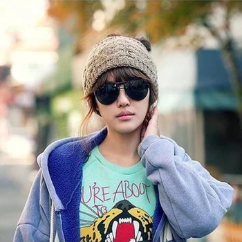 

Warm Women Knitted Skullies Beanies Twisted Yarn Head Wrap Women's Winter Empty Hat for women Hair Wrap Headwear Female