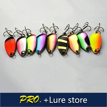 

Free shipping 20pcs 3.5g hard metal spoonbaits fishing spoon lure tackle with VMC treble hooks ,colored spoon spinner lure baits