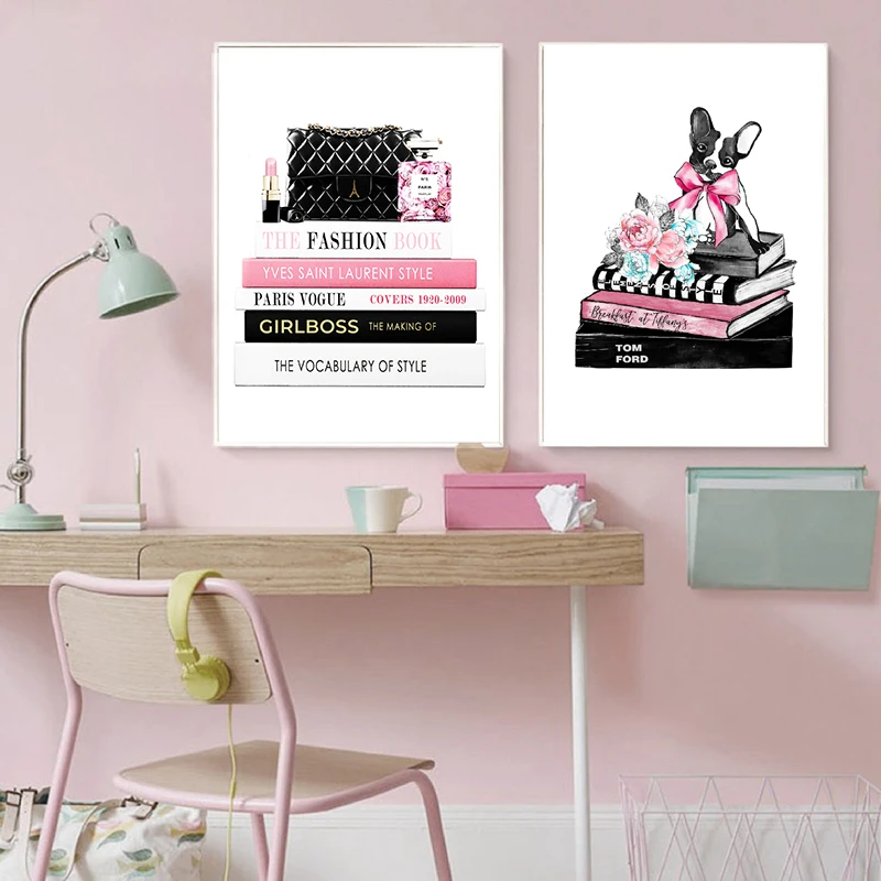 

Fashion Poster Lipstick Perfume Wall Art Prints , Vogue Magazines and Bags Pictures Canvas Painting Living Room Home Decoration