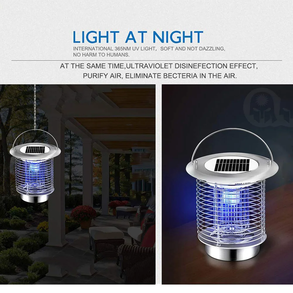 

Practical Portable USB Electronic Trap Mosquito Killer Lamp Zapper Solar Powered Rainproof LED Light Insect Smart Outdoor Indoor