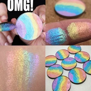 Радуга Shimmer хайлайтер порошок Сияющий Макияж Лицо контурная изюминка осветитель консилер с бронзатором прессованная палитра - изображение