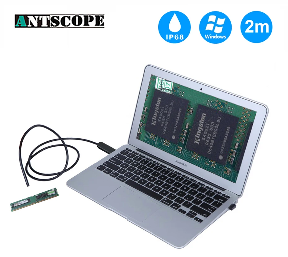 Antscope 7 мм/5,5 мм 1 м эндоскопа Мирко USB 2 м 6LED эндоскоп камера Android водостойкий трубопровод PCB PC инспекции мини камера