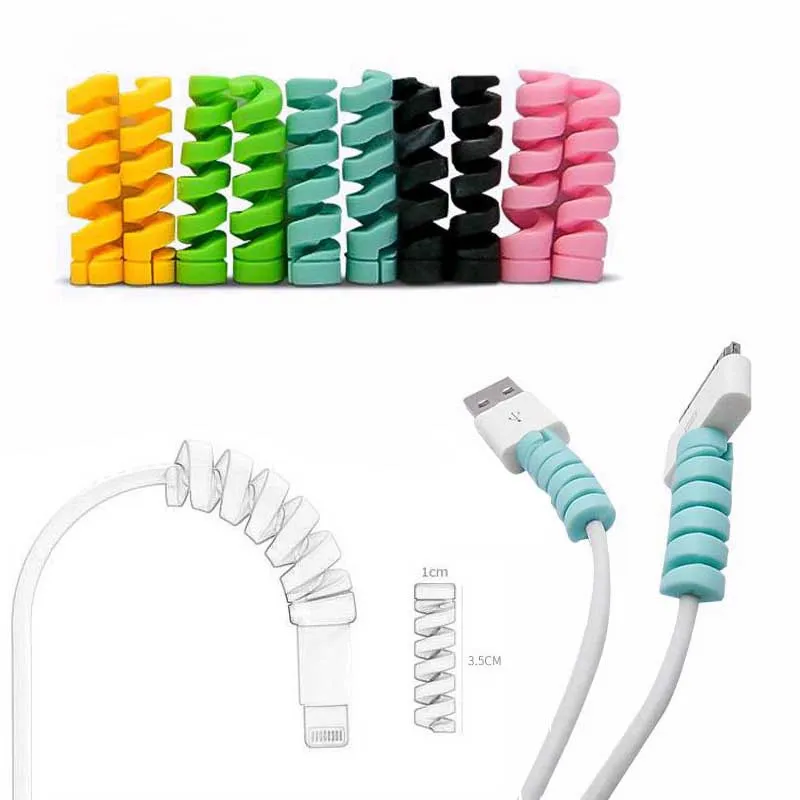 

Spiral Cable Protector Data Cable Silicone Winder Protector USB Charging Headphone Cover
