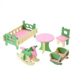 Деревянный играть дома деревянные игрушки Кухня комнаты Гостиная мини украшения претендует миниатюры мебель Игрушки Миниатюрный