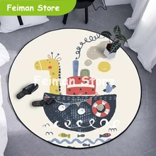 Мультяшные животные, детские коврики для игр, круглые коврики для гостиной, детская спальня, декоративные коврики, коврики для игр, ползающие коврики