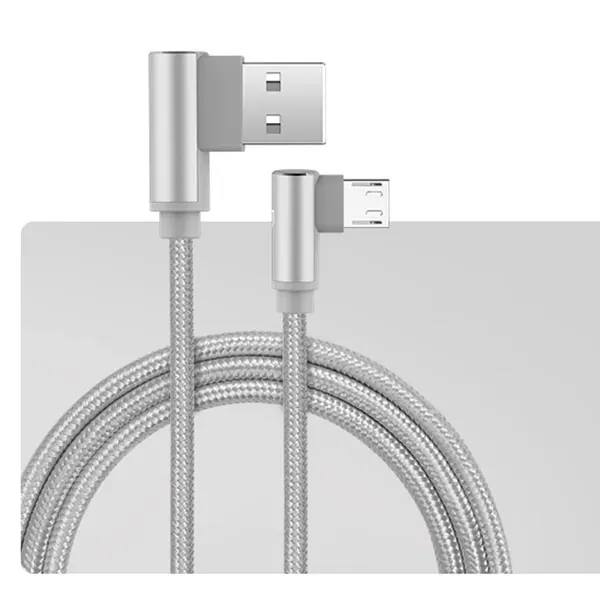 EECPT 3A Кабель зарядного устройства микро-usb 90 градусов кабель для зарядки данных Microusb телефонный кабель для Android samsung S7 S6 Xiaomi Honor шнур - Цвет: Silver