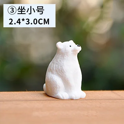 BAIUFOR Animal Miniatures Polar Bear White Lovely Mother Bear Keychain Material Terrarium Figurines DIY Fairy Garden Decor - Color: 3