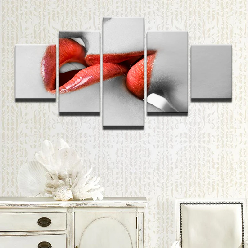 Холст стены искусства фотографии HD печатает Гостиная Home Decor 5 штук женщина