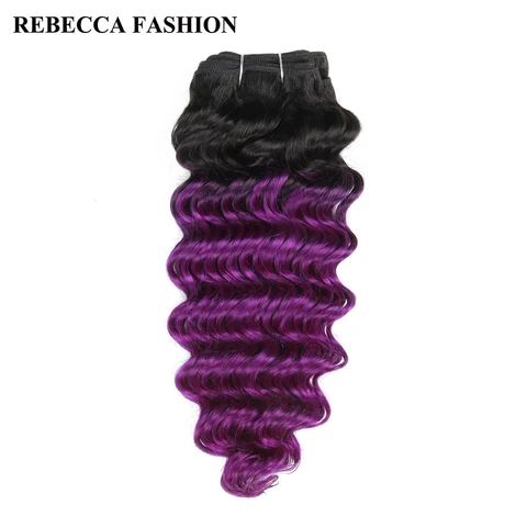 Colorido para o Salão de Beleza Extensões do Cabelo Rebecca Remy Tecer Cabelo Humano 1 Pacote Onda Profunda Brasileira 100g Ombre T1b – Roxo