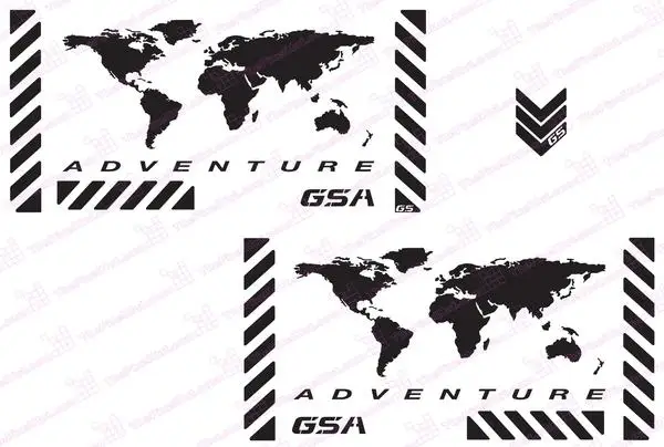 

GSA Adventure Motorcycle Reflective Decal Kit "World Adventure " for Touratech Panniers