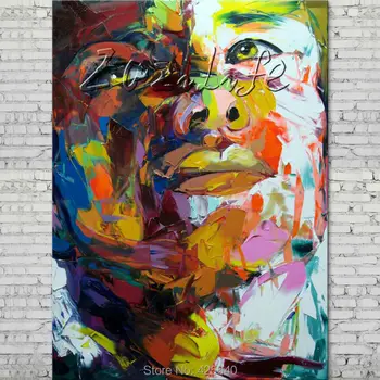 

Palette knife portrait Face Oil painting Character figure canvas Hand painted Francoise Nielly wall Art picture 16-7