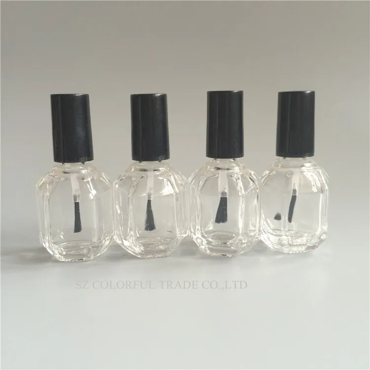 

Free Shipping 10pcs/lot 15ml Special 6SurFace Empty Glass Nail Polish Oil Bottles With Brush Lid Cosmetic Glass Packaging