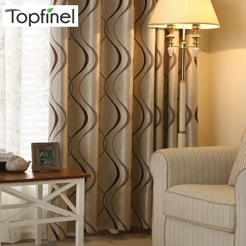 Cortinas para Cortinas do Quarto Sala de Estar Topfinel Grosso Luxo Ondulado Listrado Cozinha Cortinas Blackout Decoração Moderna