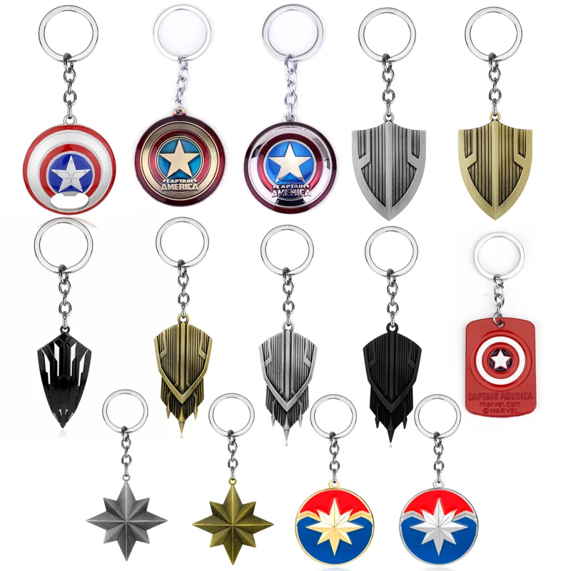 

The Avengers Captain Marvel/America Key Chains Infinity War Superhero Star Shield Keychain Hot Movie Trinket Keyring