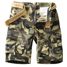 Летние камуфляжные мужские шорты Карго до колена свободные мульти-карманы высокого качества хлопковый Повседневный для мужчин шорты плюс размер 4XL
