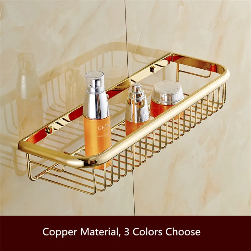 

Bathroom Shelf Copper Bath Shower Rack Bath Shower Shelf Bath Shower Caddy Holder Wall Mounted Gold/Chrome 1 Tier Corner Shelf