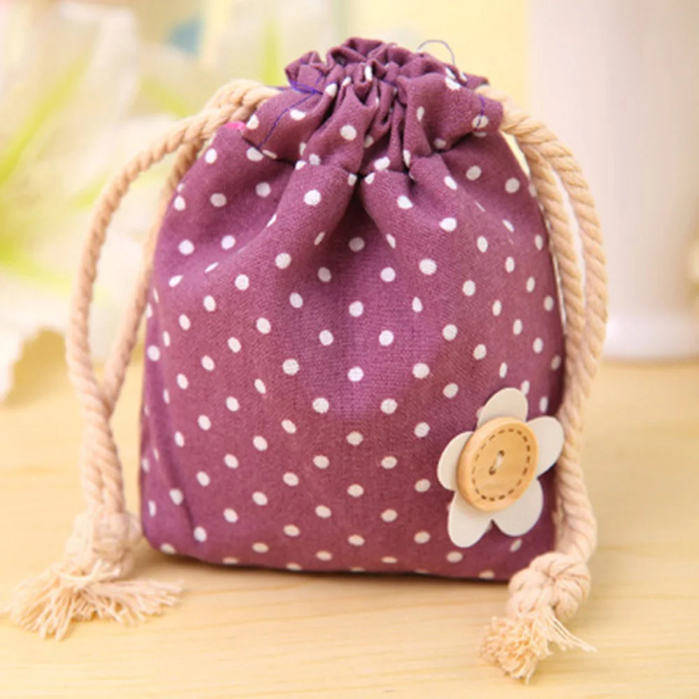 Cute Dot Cotton Drawstring Bags Eco friendly Wedding birthday party
