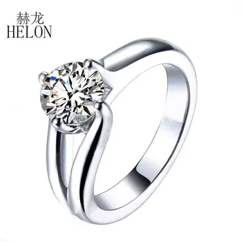 

HELON Round 1.25ct Lab Grown Moissanites Diamond Solitaire Ring 925 Sterling Silver GH Moissanites Engagement Wedding Ring Women