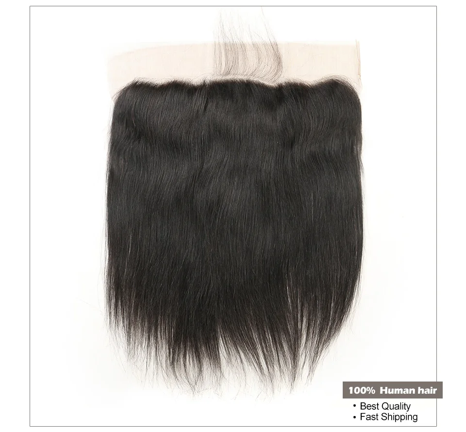 Hair Villa Pre-Colored Brazilian Straight Bundles With 134 Lace Frontal Closure #1B Natural Black Non-Remy Human Hair Weave (5)