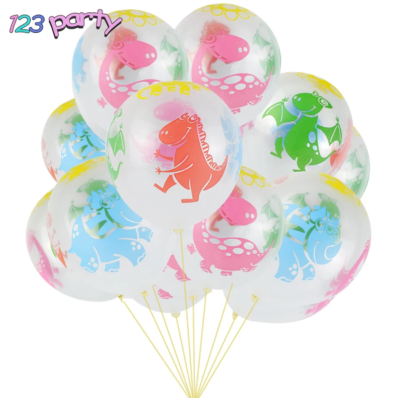 

10pcs Cartoon Dinosaur Transparent Latex Balloons Birthday Party Decoration Baby Shower Wedding Decoration Party Supplies