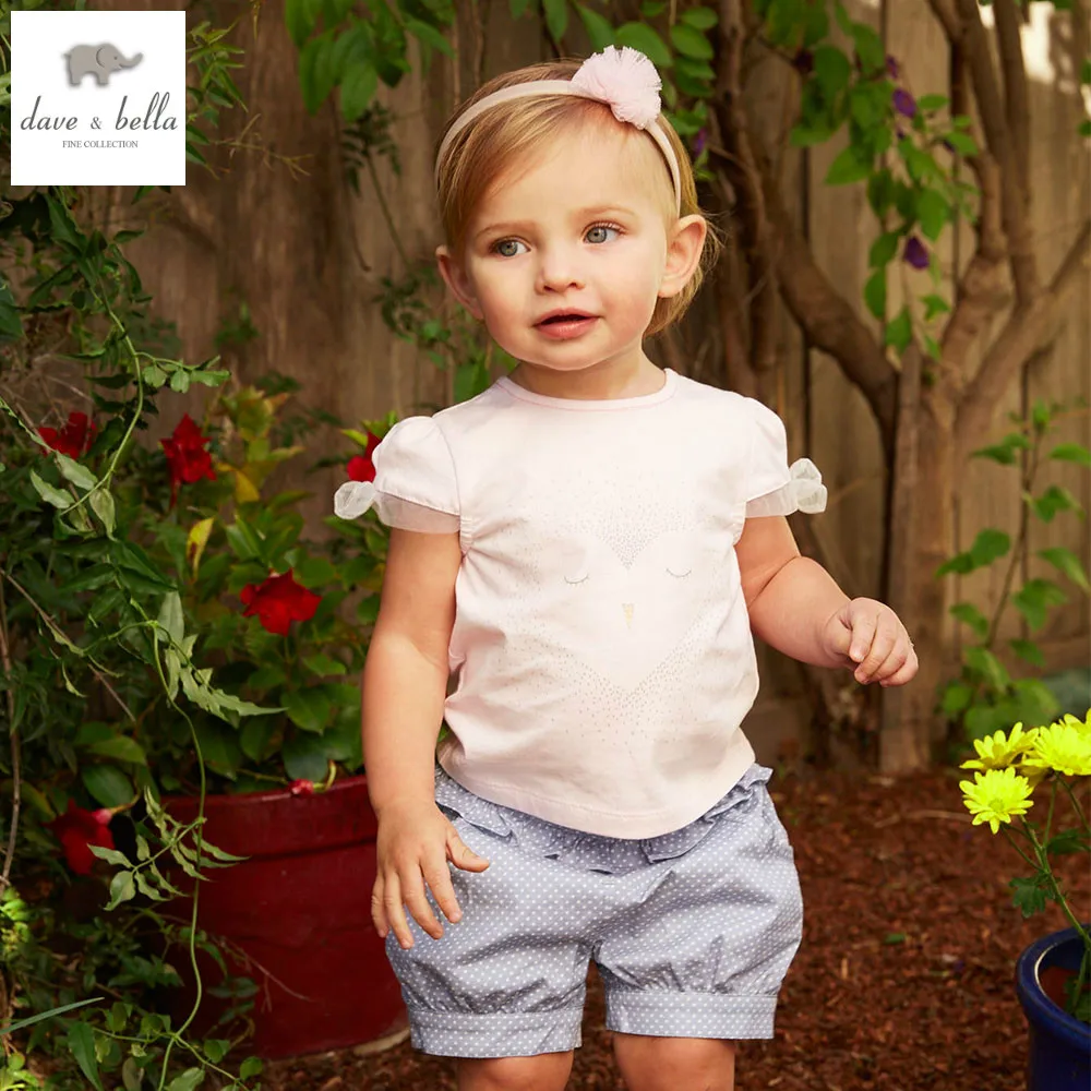 DB4886 dave bella summer baby girls pink clothing dot blue short sets