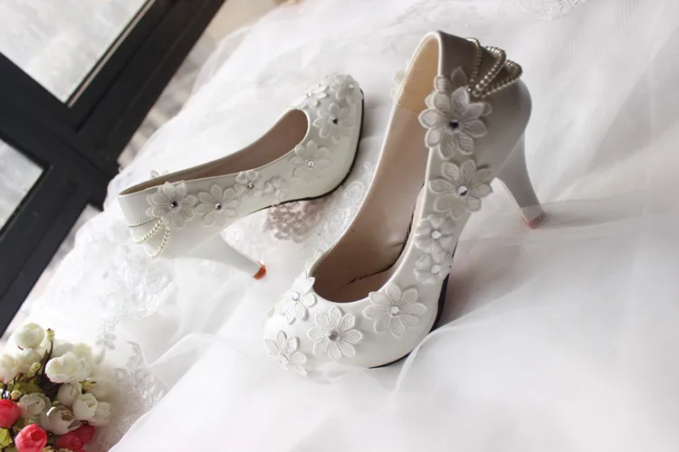 Frau Hand Süße Für 3cm Heel Heel Point Spitze Hochzeit Heel Größen Heel Blumen 4 Auf Tg217 11cm 5cm Flat 8 Partei Damen Weiß Heel Perlen Schuhe Pumpen Maß Verkäufe Plus Frauen 51x7w0q