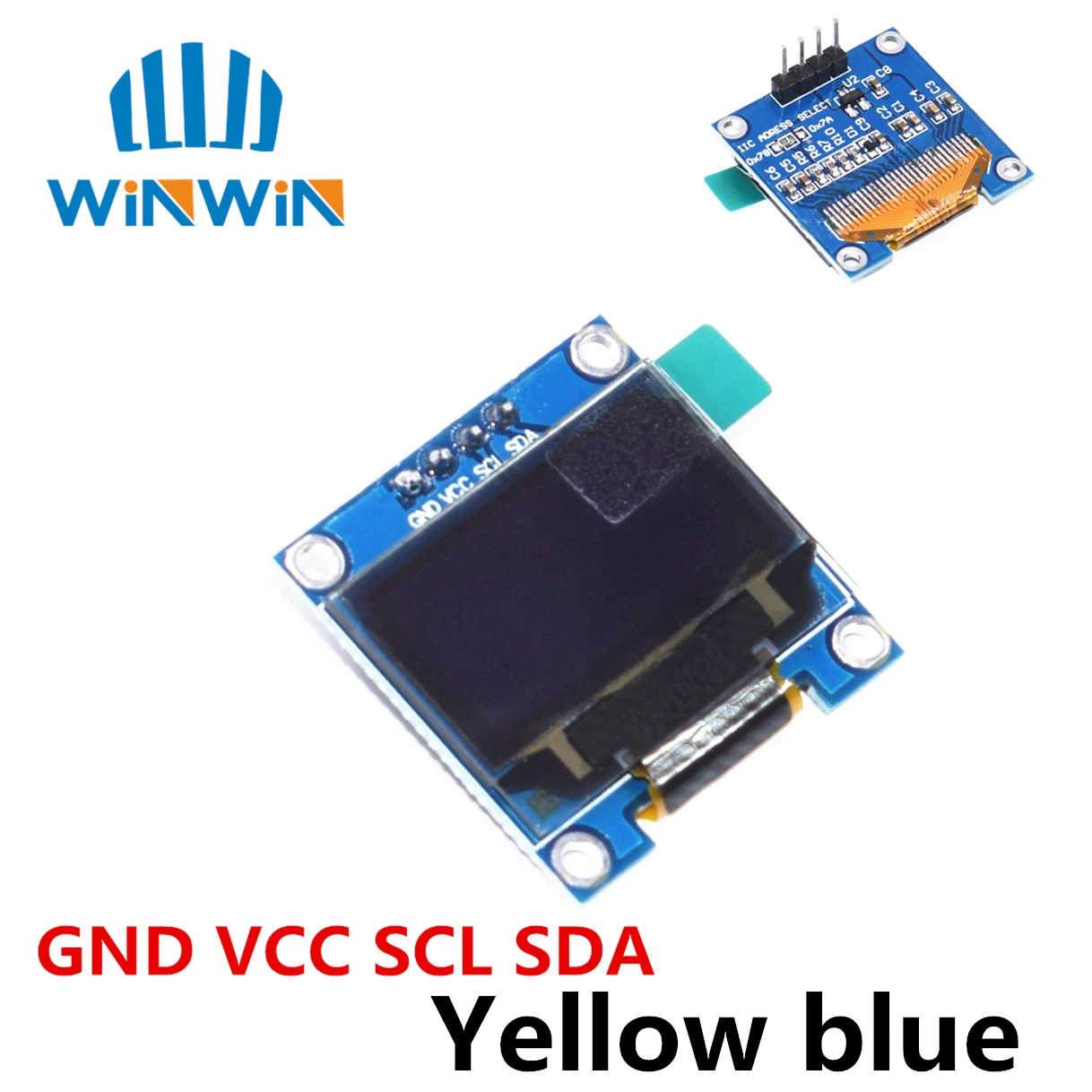 0,9" O светодиодный дисплей модуль SPI/IIC I2C белый/синий/желтый/синий/0,96 дюймов O светодиодный модуль 128X64 O светодиодный ЖК-дисплей светодиодный Дисплей модуль для ARDUINO - Цвет: 4pinIIC-Yellow blue