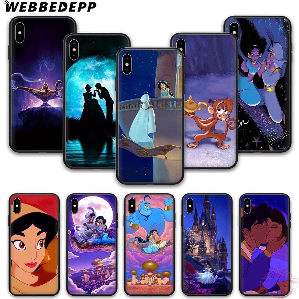 

WEBBEDEPP Aladdin and jasmine cartoon soft silicone phone case for iPhone 5 6 7 8 Plus X XS XR XS Max.11 11peo 11proMax