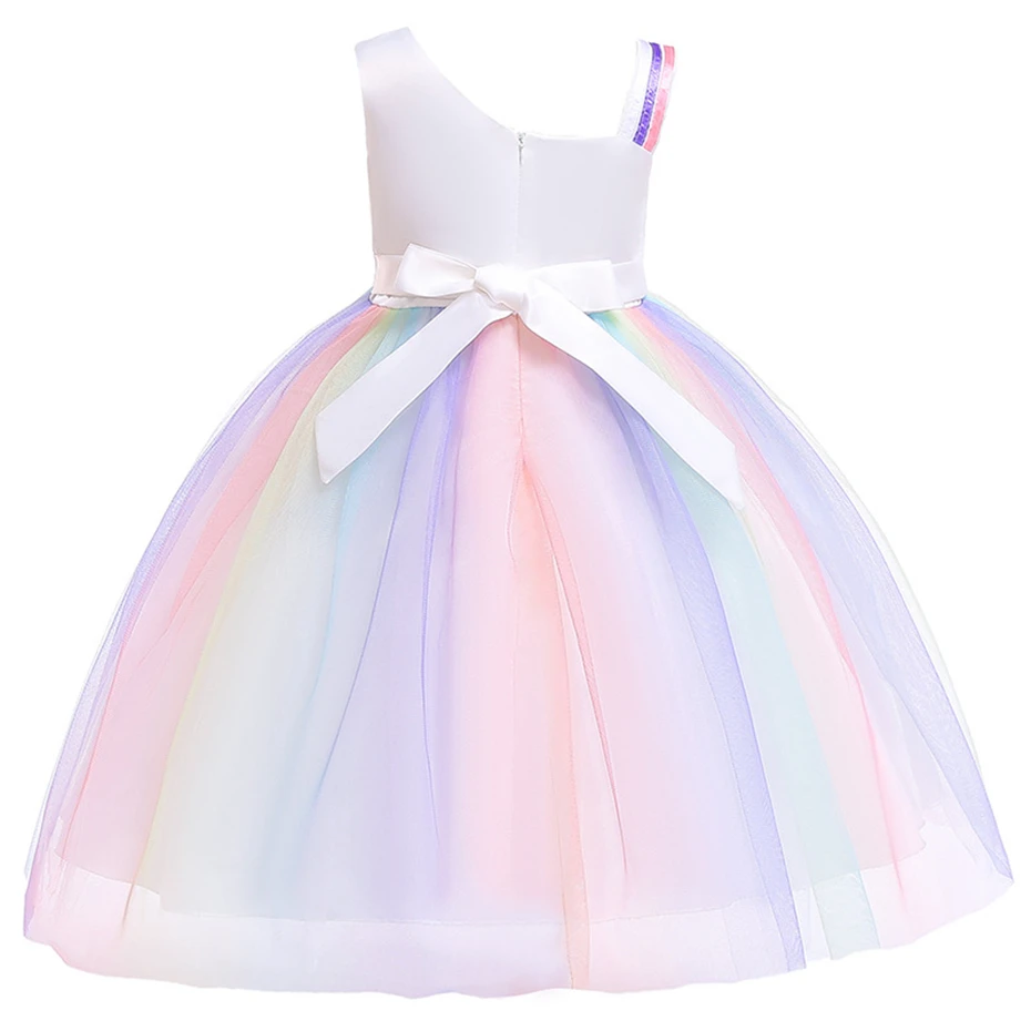 Детское платье-пачка с единорогом; пастельные радужные платья принцессы; вечерние платья для девочек; Детский карнавальный костюм; vestido de festa infantil