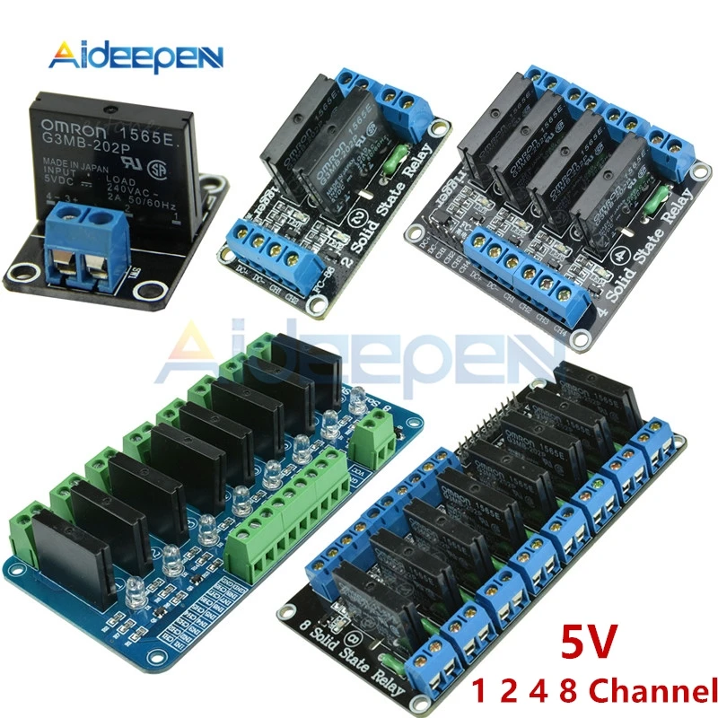 

DC 5V 1 2 4 8 Channel Solid State Relay Module High Low Level Relay 240V 2A Output With Resistive Fuse DIY Kit Board For Arduino