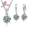 Charm 925 Sterling Silver Jewelry Sets 8 Colors Cubic Zircon Pendant Set Anniversary Earrings Necklace Accessories ► Photo 2/6