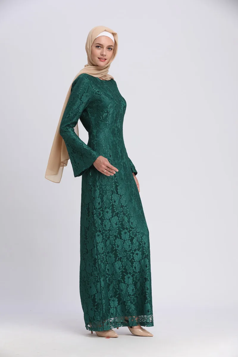 dark green dress with hijab