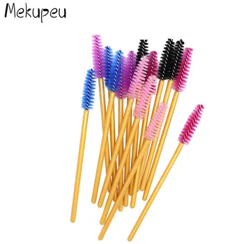 

200 Pcs/lot Disposable One-off Nylon Golden Handle Mascara Wands Applicator Eyelash Extension Makeup Tools Eyelash Brush