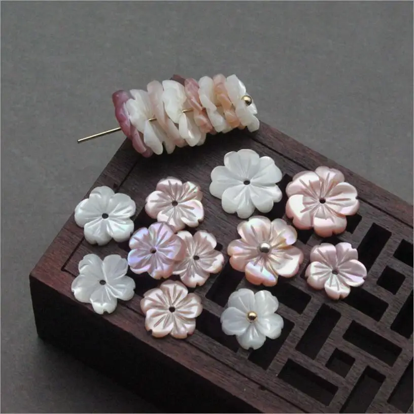

6pcs 10/12/15mm Colorful White Pink 100% Natural Mother Pearl Shell Flower Shell Charms Beads For Women Diy Earrings Jewelry
