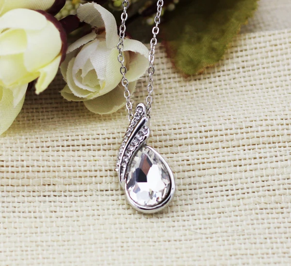 Necklaces Jewelry Gifts Pendants Flower Bud Water Drop Gp Stamp Crystal Rhinestones Pendant Necklace Fashion Jewelry Drop Shipping Quality Charm Women