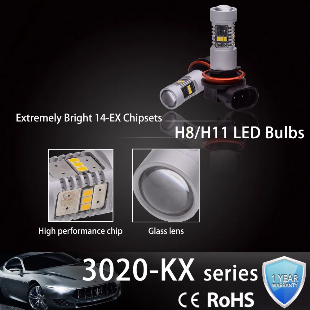 Светодиодные лампы Katur 2 шт. H8 H11 H16/H16JP для автомобилей противотуманных фар